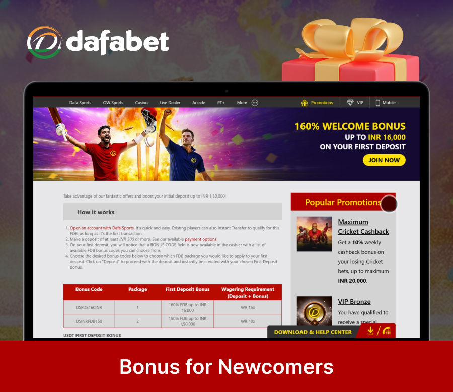 Generous welcome rewards for new Dafabet players