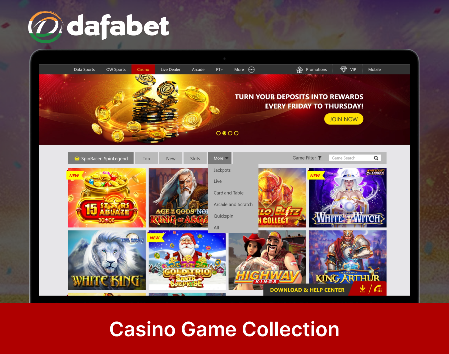 Wide variety of online casino games at Dafabet