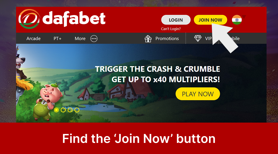 Click Join Now on Dafabet website